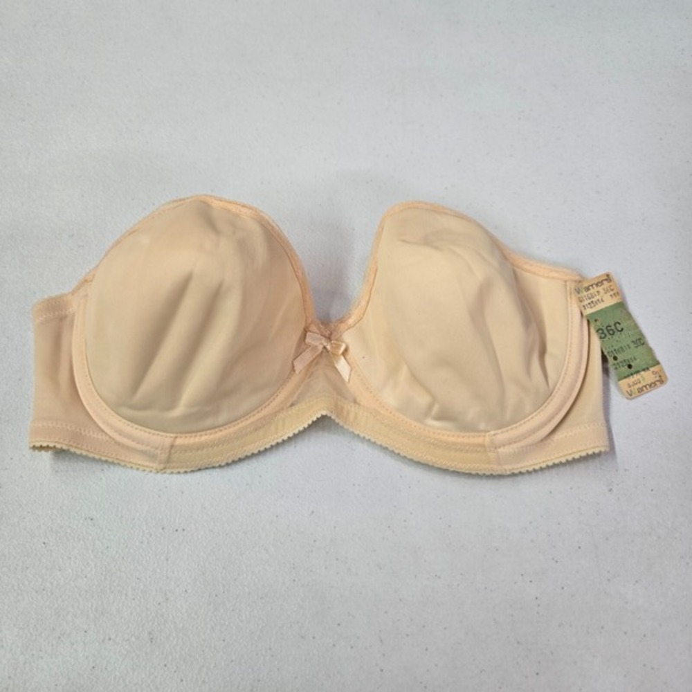 Warners Women Bra 36C Beige VINTAGE Underwire Lightly Lined Strapless NWT
